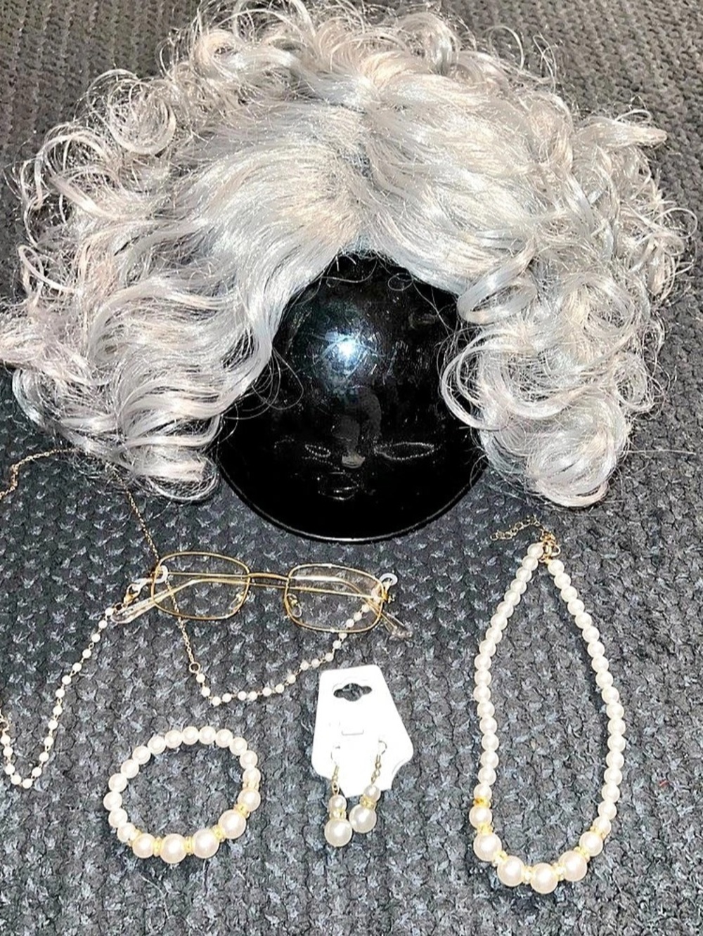 Silver Curly Wig Set